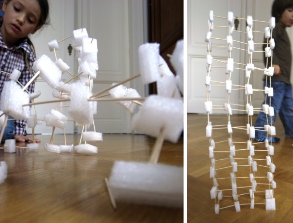 Toothpick and foam building