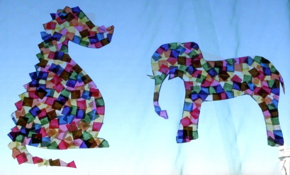 Animales de colores para la ventana