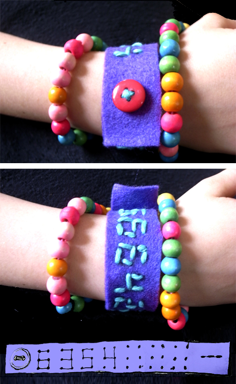 Pulsera de fieltro con el teléfono