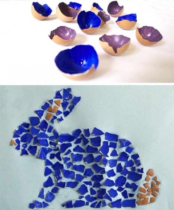 eggshell kids easter craft mosaic niños cascarón manualidad pascua mosaico mosaik eierschale kinder basteln ostern