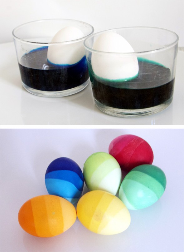 Huevos teñidos en degradado