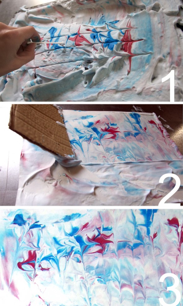 Papel jaspeado con espuma de afeitar
