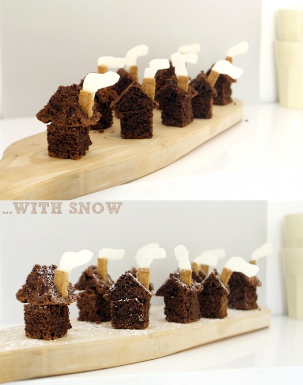 Snowy cake village