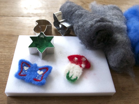 nadel filz kinder plätzchen form aguja fieltro niños forma galleta needle felting kids cookie form