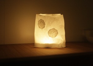 Farolillo de bolsa y blonda