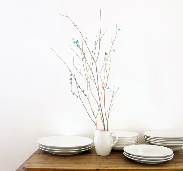 Branches decorated in blue