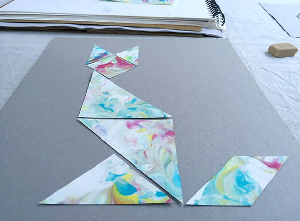 Marmoriertes Tangram-Bild