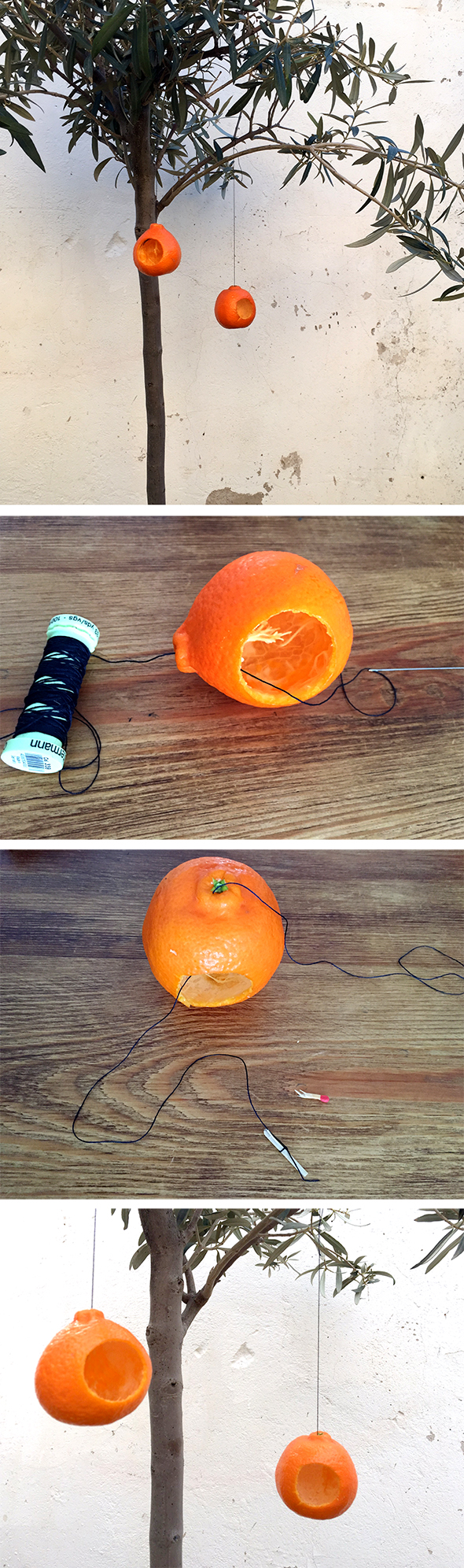 naranja orange mandarina mandarine orange house haus casa arbol tree manualidad craft kids kinder winter craft basteln