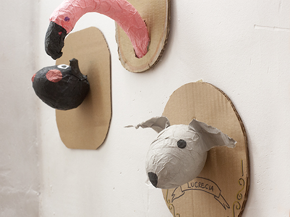 Papier-mâché animal heads